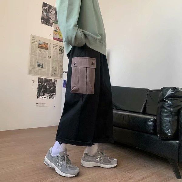 men's pants cargo men autumn patchwork big pocket plus-size elastic waist student male sweatpants loose youth fashion casual pant, Black
men's pants cargo men autumn patchwork big pocket plus-size elastic waist student male sweatpants loose youth fashion casual pant, Black