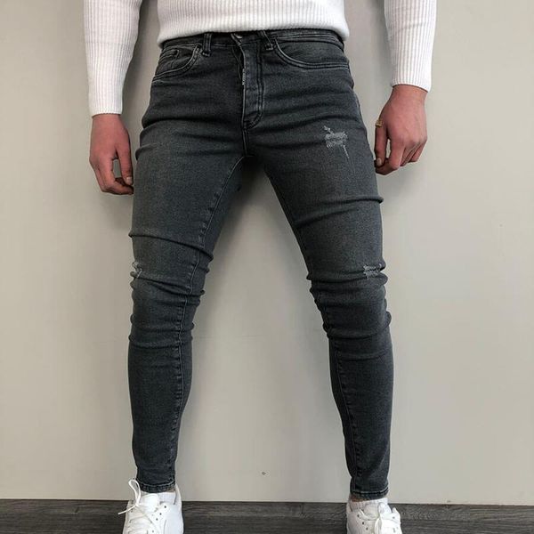 men's jeans solid color ripped holes wear gradient washed trousers hip-hop streetwear jogging hombre, Blue
men's jeans solid color ripped holes wear gradient washed trousers hip-hop streetwear jogging hombre, Blue