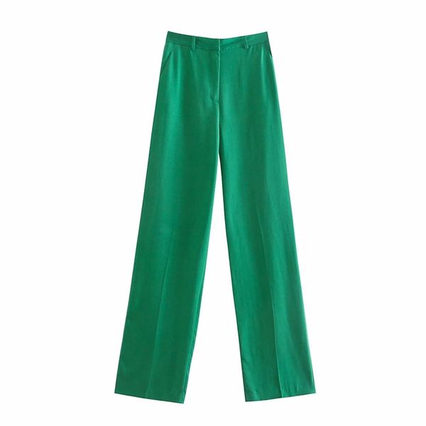 women fashion office wear side pockets straight green pants vintage high waist zipper fly female trousers mujer 210531, Black;white
women fashion office wear side pockets straight green pants vintage high waist zipper fly female trousers mujer 210531, Black;white
