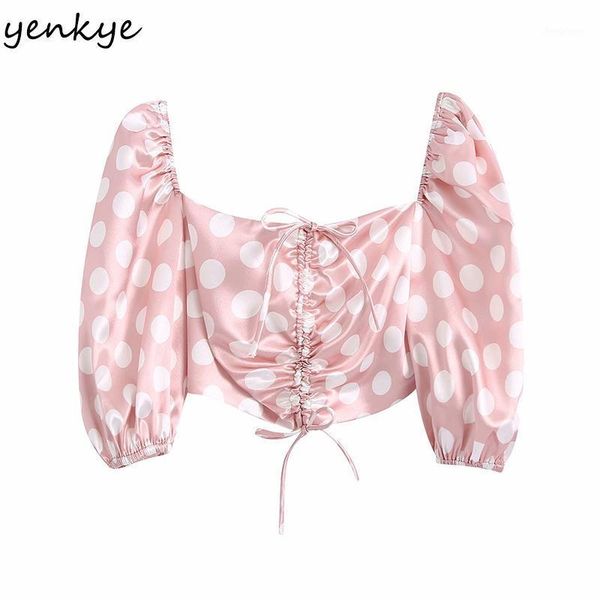 women's blouses & shirts yenkye vintage polka dot crop women front drawstring v neck puff sleeve fashion summer, White
women's blouses & shirts yenkye vintage polka dot crop women front drawstring v neck puff sleeve fashion summer, White