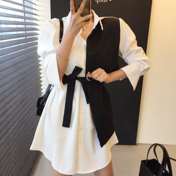 spring korean chic casual turn down collar patchwork single breasted long sleeve lace up straight shirt dress 8p118 210510, Black;gray
spring korean chic casual turn down collar patchwork single breasted long sleeve lace up straight shirt dress 8p118 210510, Black;gray