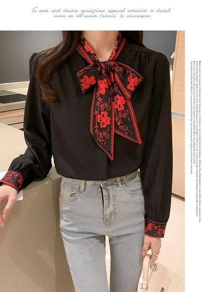 black chiffon shirt women's spring 2021 outer wear wild long-sleeved high-end fashion blouses & shirts, White
black chiffon shirt women's spring 2021 outer wear wild long-sleeved high-end fashion blouses & shirts, White