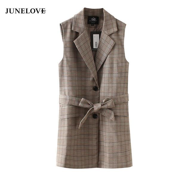 women's vests junelove 2021 spring vintage plaid blazer women casual sleeveless pockets ol coat waistcoat female single breasted vest o, Black;white
women's vests junelove 2021 spring vintage plaid blazer women casual sleeveless pockets ol coat waistcoat female single breasted vest o, Black;white
