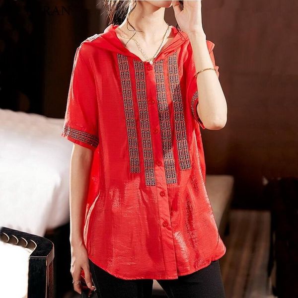 women's blouses & shirts oversized red embroidery hooded summer vintage streetwear shirt for ladies loose short sleeve 2021 blusas plu, White
women's blouses & shirts oversized red embroidery hooded summer vintage streetwear shirt for ladies loose short sleeve 2021 blusas plu, White