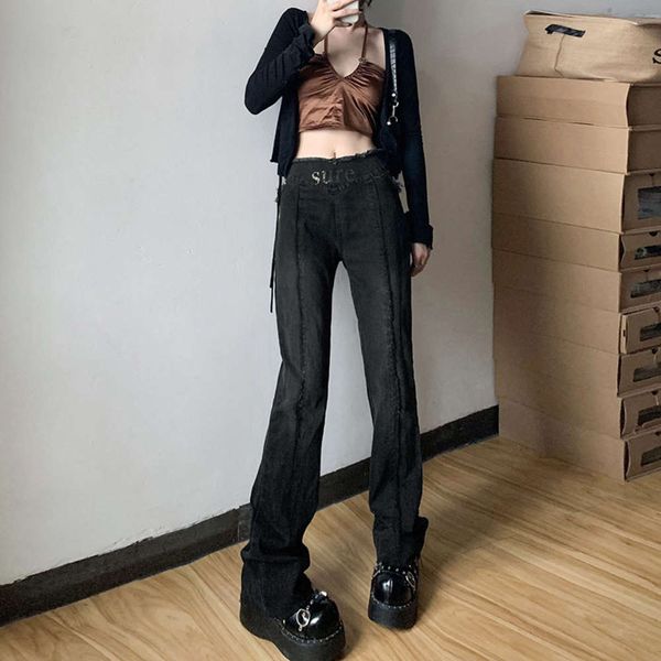 girl drill out water wash tube thin autumn street shooting trousers, Blue