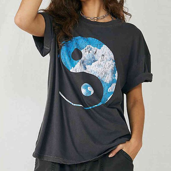 summer women t-shirt tees tai chi printed short sleeve 100% cotton o neck loose chic 210422, White
summer women t-shirt tees tai chi printed short sleeve 100% cotton o neck loose chic 210422, White