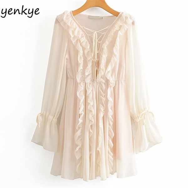 semi-sheer layered ruffle dress women long sleeve bandage v neck a-line mini summer chiffon vestidos mujer dwdd60307 210514, Black;gray
semi-sheer layered ruffle dress women long sleeve bandage v neck a-line mini summer chiffon vestidos mujer dwdd60307 210514, Black;gray