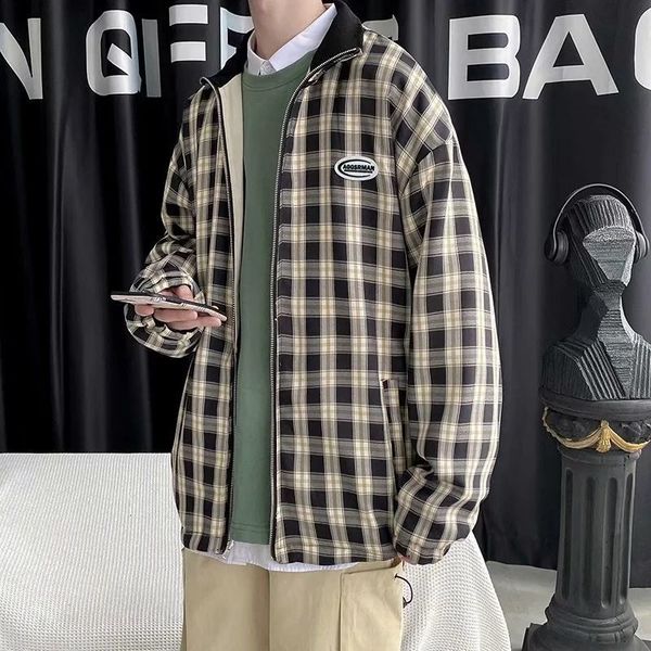 jackets plaid double-sided et trend splicing men's handsome versatile casual loose student high street coat in spring and autumn, Black;brown
jackets plaid double-sided et trend splicing men's handsome versatile casual loose student high street coat in spring and autumn, Black;brown