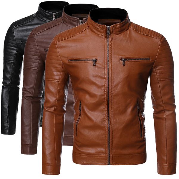 mens leather jacket motorcycle casual pu coats fashion jackets slim fit pu coat men zipper solid male full regular stand, Black
mens leather jacket motorcycle casual pu coats fashion jackets slim fit pu coat men zipper solid male full regular stand, Black