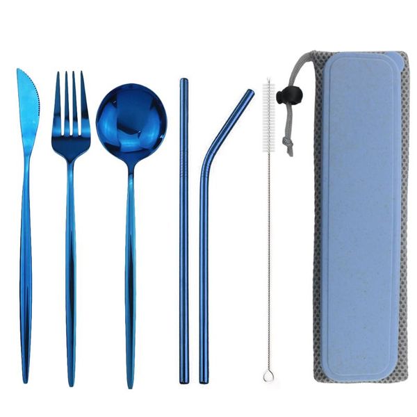 drinking straws blue metal straw stainless steel reusable travel dinnerware set fork spoon knife cutlery
drinking straws blue metal straw stainless steel reusable travel dinnerware set fork spoon knife cutlery