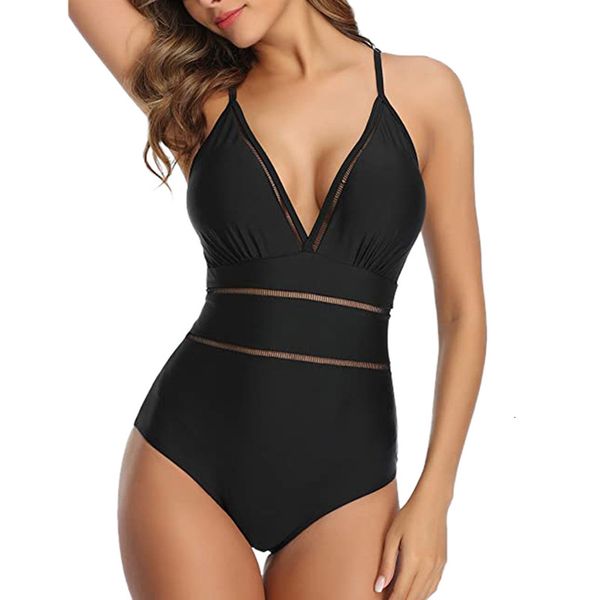 bikini solid color hollow out deep v one piece women's swimming suit, Black;white
bikini solid color hollow out deep v one piece women's swimming suit, Black;white