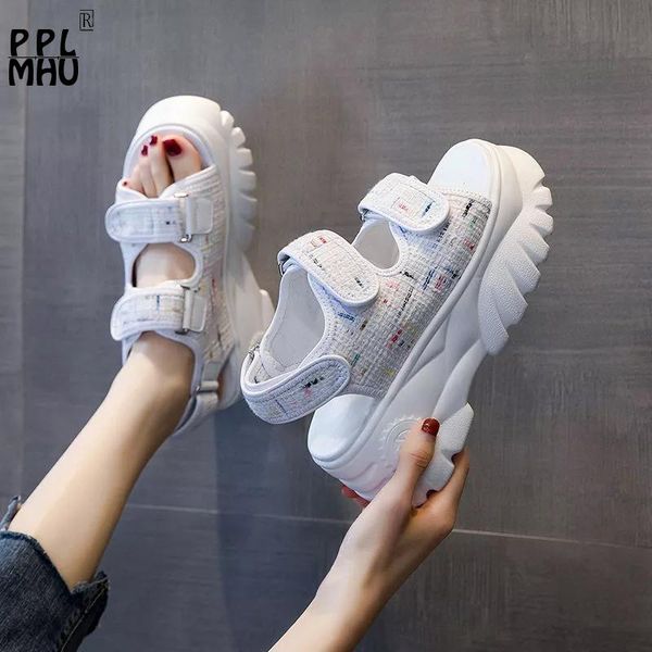 sandals white patchwork stretch fabric thick bottom casual summer hook & loop platform increase 6cm open toes beach rome shoes, Black
sandals white patchwork stretch fabric thick bottom casual summer hook & loop platform increase 6cm open toes beach rome shoes, Black