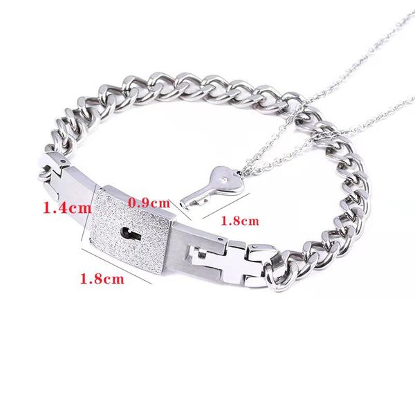 link, chain couple titanium steel key bracelet valentine's day tanabata jewelry gift, Black
link, chain couple titanium steel key bracelet valentine's day tanabata jewelry gift, Black