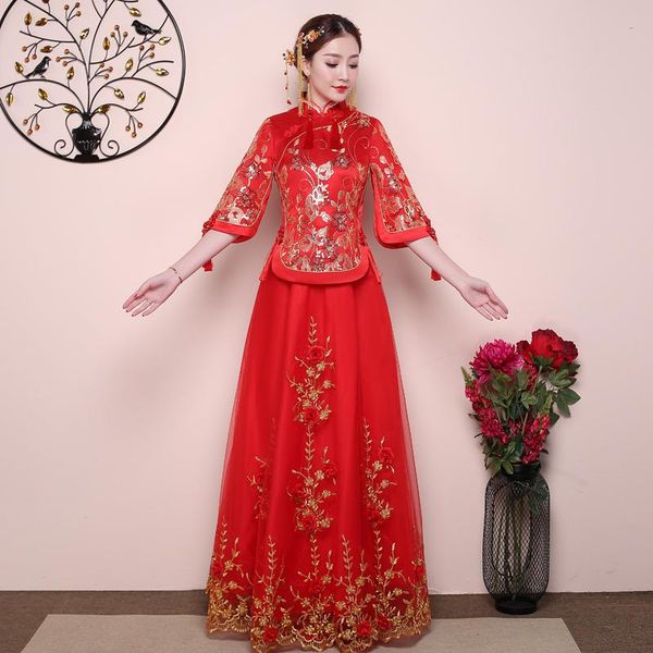 ethnic clothing red spring autumn especial fashion chinese bride wedding gown dress golden cheongsam suzhou embroidery female qipao s-xxl
ethnic clothing red spring autumn especial fashion chinese bride wedding gown dress golden cheongsam suzhou embroidery female qipao s-xxl