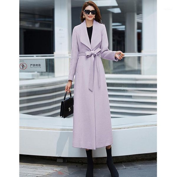 women's wool & blends women autumn winter solid lapel woolen coat thicken warm long trench with belt female fashion temperament outerwe, Black 
women's wool & blends women autumn winter solid lapel woolen coat thicken warm long trench with belt female fashion temperament outerwe, Black