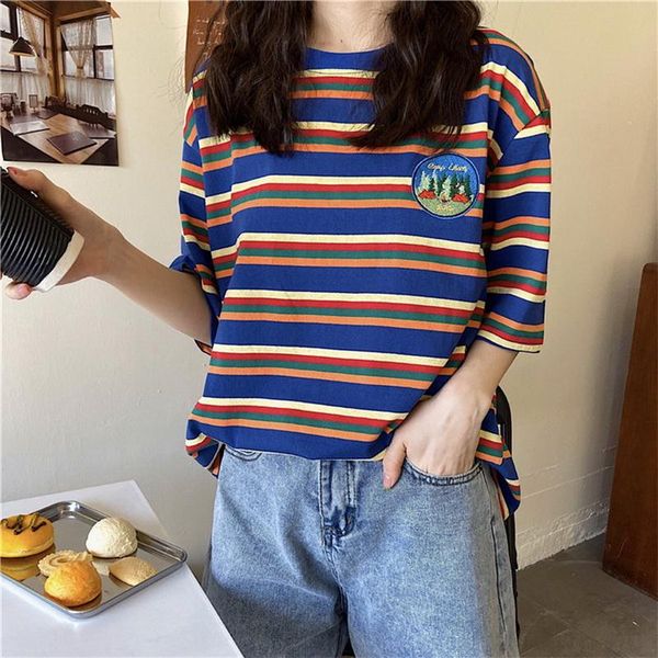 women's t-shirt qrwr 2021 female t shirt korean fashion o neck casual harajuku striped women loose cute short sleeve shirts, White
women's t-shirt qrwr 2021 female t shirt korean fashion o neck casual harajuku striped women loose cute short sleeve shirts, White