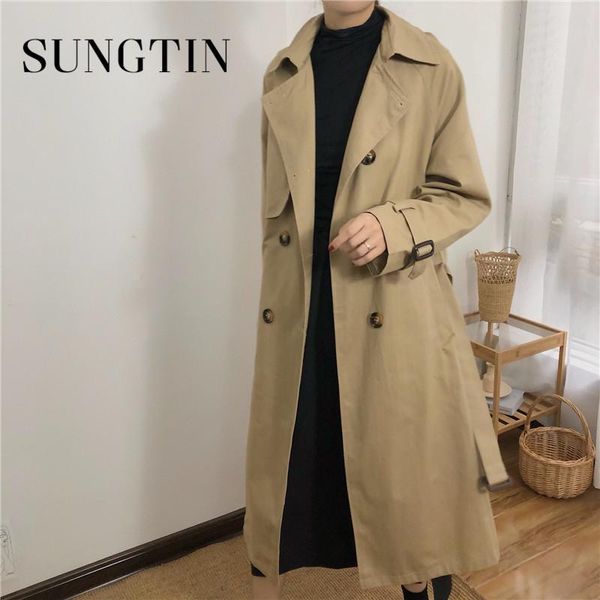 women's trench coats sungtin women casual long coat with sashes double breasted windbreaker 2021 chic office ladies high quality, Tan;black
women's trench coats sungtin women casual long coat with sashes double breasted windbreaker 2021 chic office ladies high quality, Tan;black