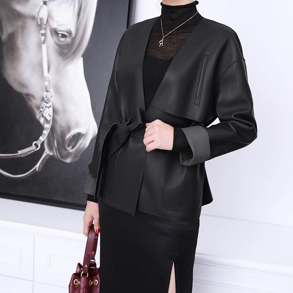women's leather & faux shzq genuine sheepskin women jacket deep v neck female spring and autumn coat fashion 2021 lady outwear elegant, Black
women's leather & faux shzq genuine sheepskin women jacket deep v neck female spring and autumn coat fashion 2021 lady outwear elegant, Black