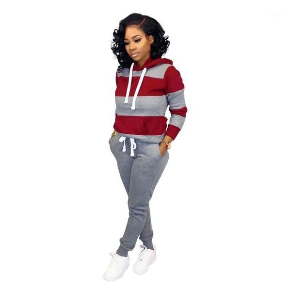 ursuper european and american style casual women's wear striped patchwork hoodie trousers suit for women tracksuits, Gray
ursuper european and american style casual women's wear striped patchwork hoodie trousers suit for women tracksuits, Gray