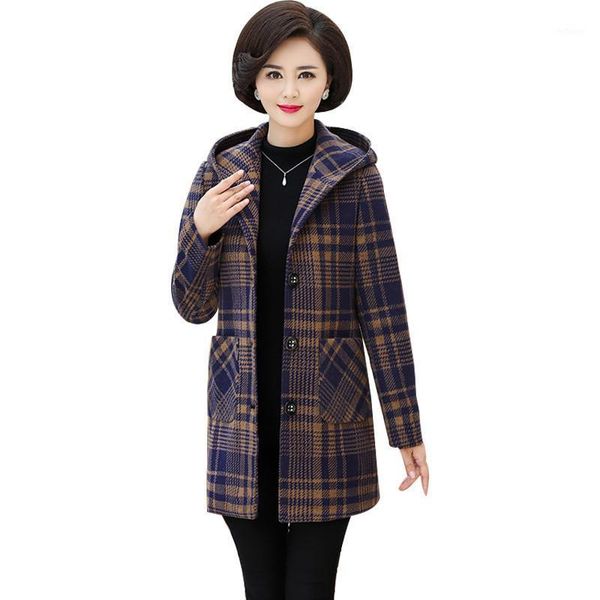 women's autumn winter jacket coat fashion plaid hooded outerwear plus size 5xl middle-aged female woolen basic wool & blends, Black
women's autumn winter jacket coat fashion plaid hooded outerwear plus size 5xl middle-aged female woolen basic wool & blends, Black