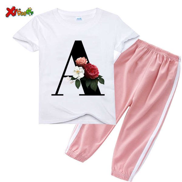 children clothing set kids clothes sets flower letter a b e tshirt +pant 2pcs fashion summer girls suit casual toddler baby boys x0902, White 
children clothing set kids clothes sets flower letter a b e tshirt +pant 2pcs fashion summer girls suit casual toddler baby boys x0902, White