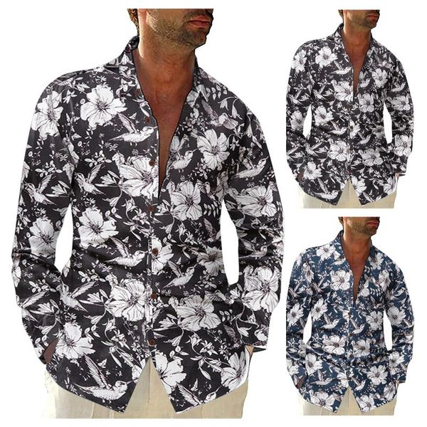 men's casual shirts large shirt sleeved printed long loose lapel size men, White;black
men's casual shirts large shirt sleeved printed long loose lapel size men, White;black