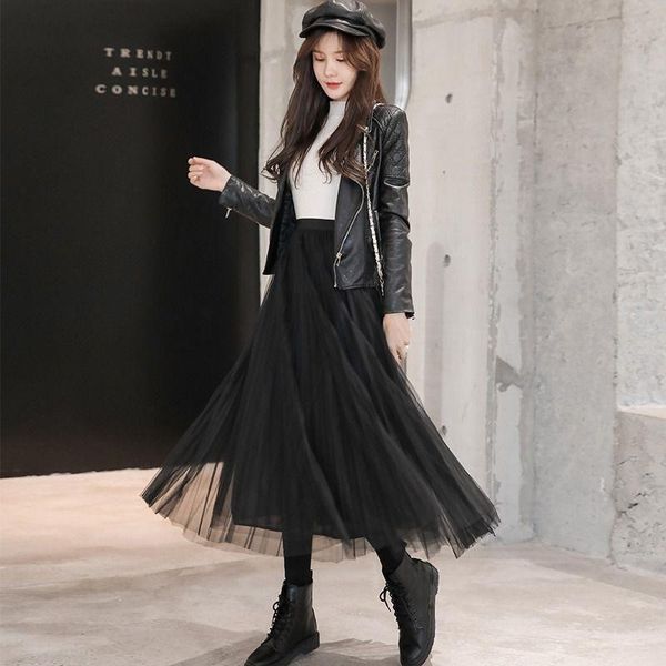 mesh autumn and winter women skirts high waist a line pleated expansion woman mujer faldas saias mulher, Black
mesh autumn and winter women skirts high waist a line pleated expansion woman mujer faldas saias mulher, Black