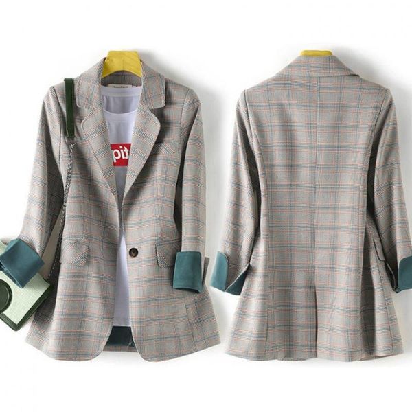 plaid blazer coat for women spring and summer 2021 korean net red casual autumn clothes women's suits & blazers, White;black
plaid blazer coat for women spring and summer 2021 korean net red casual autumn clothes women's suits & blazers, White;black