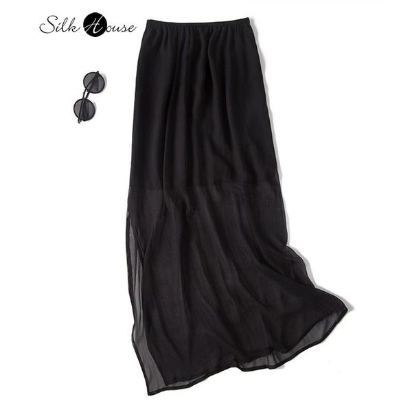 european and american style simple silk double-layer split one-step skirt skirts, Black
european and american style simple silk double-layer split one-step skirt skirts, Black