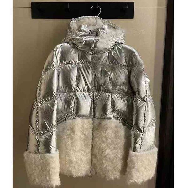 aw21 new lamb wool stitched down jacket detachable hooded silver shiny, Black
aw21 new lamb wool stitched down jacket detachable hooded silver shiny, Black