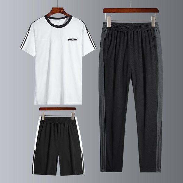 men's tracksuits 2021 casual running summer short sleeve pants three piece suit trend quick drying sportswear set, Gray
men's tracksuits 2021 casual running summer short sleeve pants three piece suit trend quick drying sportswear set, Gray