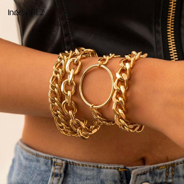 ingesight.z 4pcs/set punk hip hop geometric big round circle bracelet chunky thick wrist bracelets bangles for women men jewelry charm, Golden;silver
ingesight.z 4pcs/set punk hip hop geometric big round circle bracelet chunky thick wrist bracelets bangles for women men jewelry charm, Golden;silver