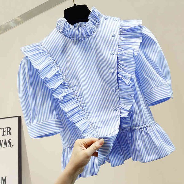 blouses cropped blouse women ruffles stitching stand collar striped short shirt women's fashion all-match blouses blusas mujer, White
blouses cropped blouse women ruffles stitching stand collar striped short shirt women's fashion all-match blouses blusas mujer, White