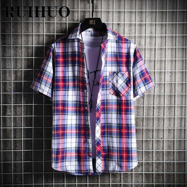 men's casual shirts ruihuo plaid shirt men clothing summer harajuku short sleeve japanese streetwear -4xl 2021 arrivals, White;black
men's casual shirts ruihuo plaid shirt men clothing summer harajuku short sleeve japanese streetwear -4xl 2021 arrivals, White;black