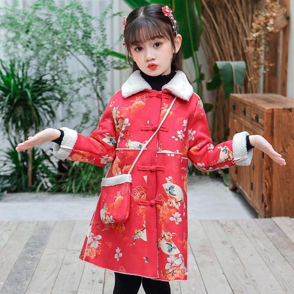 pattern sweet girls' hanfu long sleeve prints coat retro chinese ancient style year's birthday dress keep warm ethnic clothing, Red
pattern sweet girls' hanfu long sleeve prints coat retro chinese ancient style year's birthday dress keep warm ethnic clothing, Red