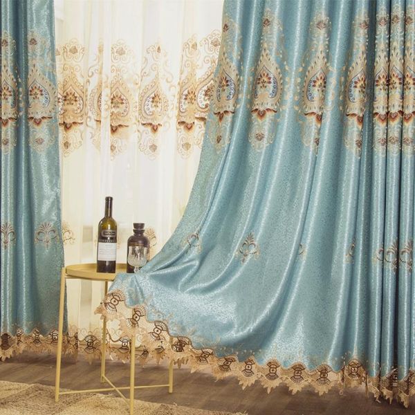 curtain & drapes custom curtains luxury european pastoral embroidery blue smooth cloth blackout tulle sheer n065
curtain & drapes custom curtains luxury european pastoral embroidery blue smooth cloth blackout tulle sheer n065