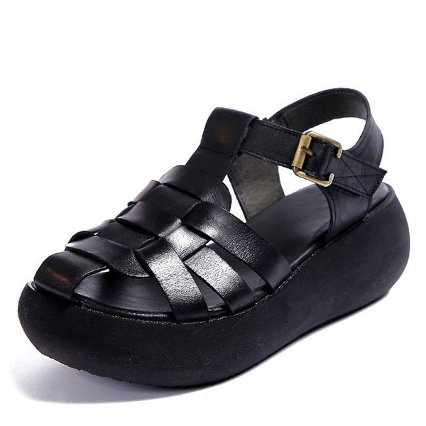 retro women sandals 2021 wedge platform gladiator for summer shoes genuine leather high heel sandal female sandles, Black
retro women sandals 2021 wedge platform gladiator for summer shoes genuine leather high heel sandal female sandles, Black