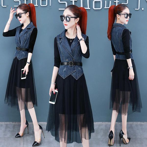 casual dresses elegant women's denim stitching yarn two-piece dress spring 2021 temperament was thin tide, Black;gray
casual dresses elegant women's denim stitching yarn two-piece dress spring 2021 temperament was thin tide, Black;gray