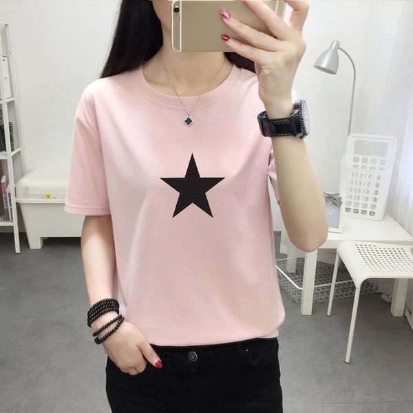 women's t-shirt 2021 summer women concise print casual cotton o-neck female tee solid color ladies short sleeve, White
women's t-shirt 2021 summer women concise print casual cotton o-neck female tee solid color ladies short sleeve, White