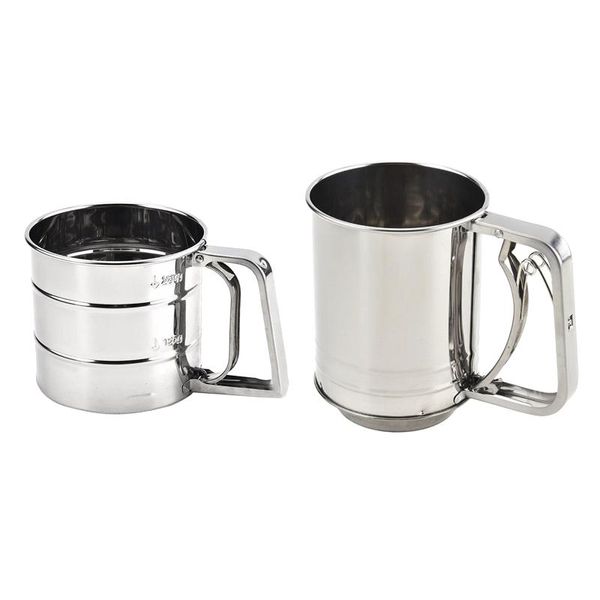 stainless steel flour sifter, hand crank 3 cup shaker with handle and mesh sieves, for kitchen baking accessory & pastry tools
stainless steel flour sifter, hand crank 3 cup shaker with handle and mesh sieves, for kitchen baking accessory & pastry tools