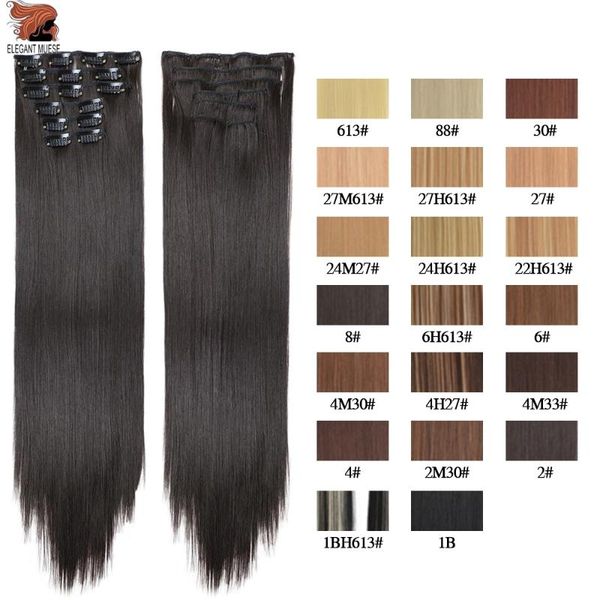 synthetic wigs clip in hair 6pcs/set 22" hairpiece 16 clips false styling heat resistant, Black
synthetic wigs clip in hair 6pcs/set 22" hairpiece 16 clips false styling heat resistant, Black