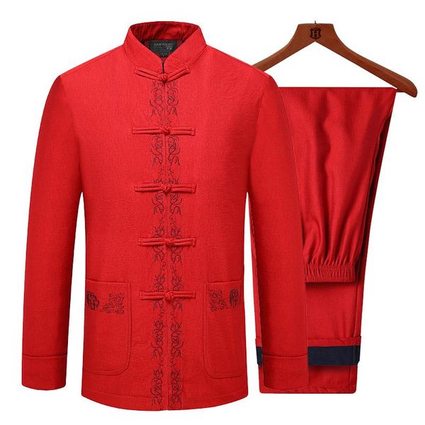 men's tracksuits autumn winter thick warm tang suit cotton linen jacket streetwear sets traditional embroidery plus size suits, Gray
men's tracksuits autumn winter thick warm tang suit cotton linen jacket streetwear sets traditional embroidery plus size suits, Gray