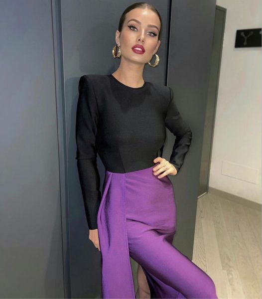 dresses winter style patchwork midi purple split women bodycon bandage 2021 designer fashion party club vestido, Black;gray
dresses winter style patchwork midi purple split women bodycon bandage 2021 designer fashion party club vestido, Black;gray