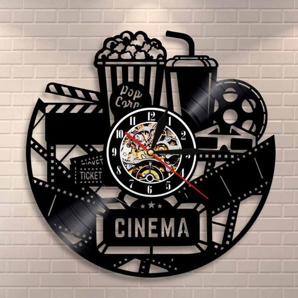 wall clocks cinema production clock movie theater sign popcorn record watching film vintage decor movies lovers gift 
wall clocks cinema production clock movie theater sign popcorn record watching film vintage decor movies lovers gift