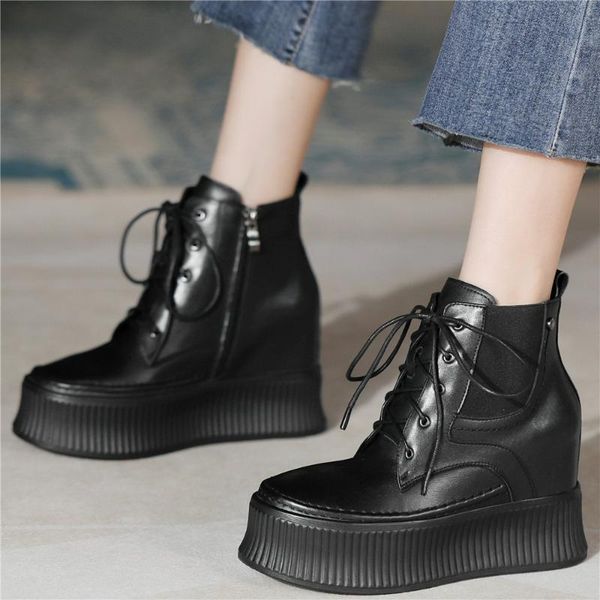 boots fashion sneakers women lace up genuine leather wedges high heel ankle female round toe chunky platform pumps casual shoes, Black
boots fashion sneakers women lace up genuine leather wedges high heel ankle female round toe chunky platform pumps casual shoes, Black