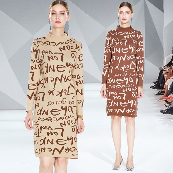 luxury designer women jacquard knitted dress long sleeve 2021 elegant contrast color pullovers autumn winter runway dresses office lady swee, White;black
luxury designer women jacquard knitted dress long sleeve 2021 elegant contrast color pullovers autumn winter runway dresses office lady swee, White;black