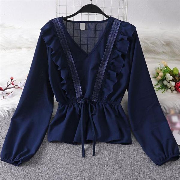 drawstring sash ruffles women blouse v-neck solid vintage blusa 2021 autumn spring slim fashion lady women's blouses & shirts, White
drawstring sash ruffles women blouse v-neck solid vintage blusa 2021 autumn spring slim fashion lady women's blouses & shirts, White