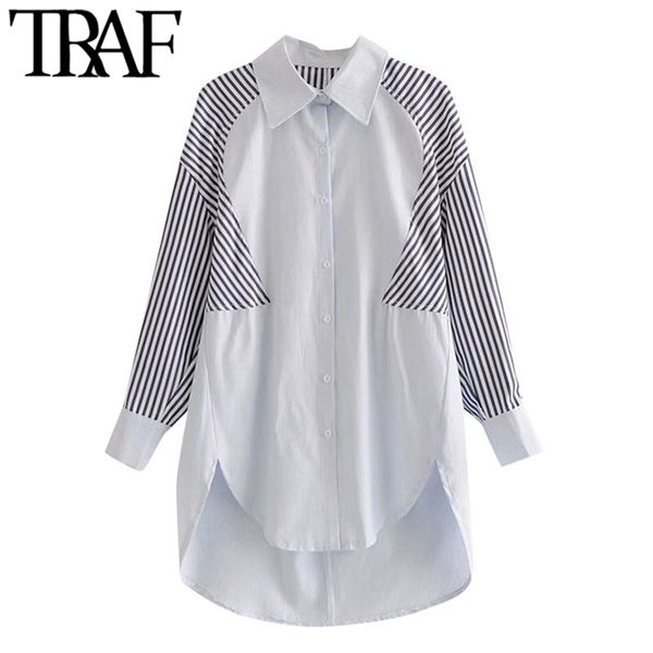 traf women fashion striped patchwork loose asymmetry blouses vintage long sleeve button-up female shirts chic 210730, White
traf women fashion striped patchwork loose asymmetry blouses vintage long sleeve button-up female shirts chic 210730, White