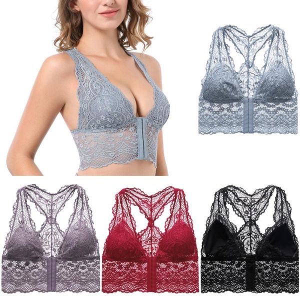 bras lace trim front closure bra women's adjustable sports extra-elastic breathable casual brassiere, Red;black
bras lace trim front closure bra women's adjustable sports extra-elastic breathable casual brassiere, Red;black