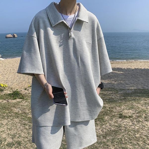 men's tracksuits summer suit men women korean trend handsome lapel shirt couple hong-kong style all-match short-sleeved shorts loose cl, Gray
men's tracksuits summer suit men women korean trend handsome lapel shirt couple hong-kong style all-match short-sleeved shorts loose cl, Gray